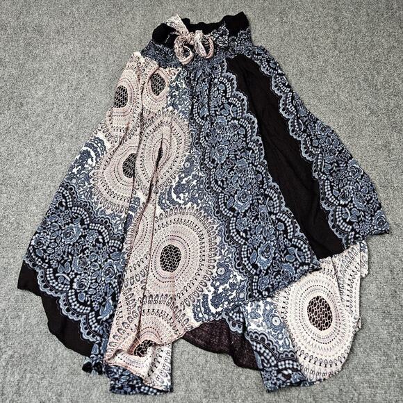 Harempants Skirt Navy Blue Pink Black Geometric Floral Boho Hippie Flowly Indie - Picture 2 of 10